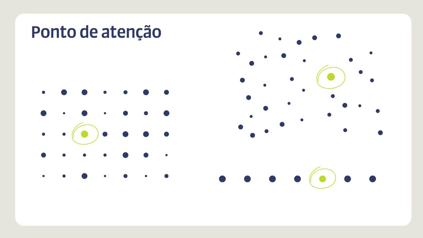 Pontos espalhados, alguns destacados em verde-limão.