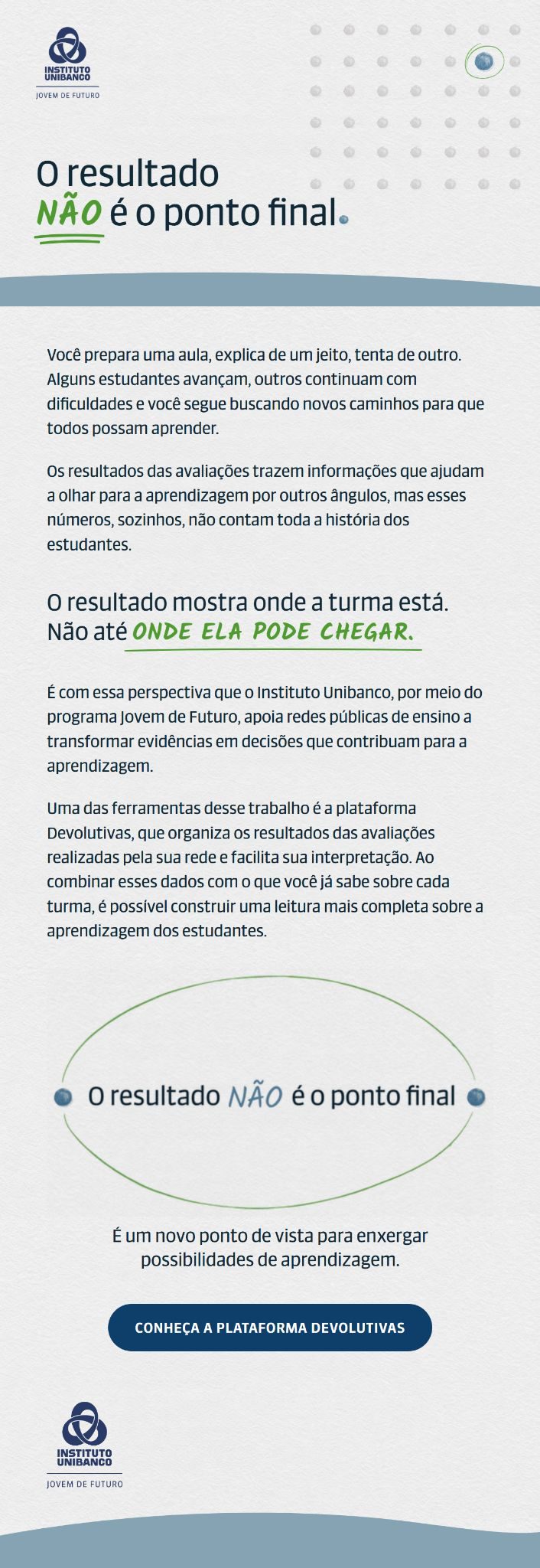 E-mail para professores, opção 2: assinatura e pontos no topo.